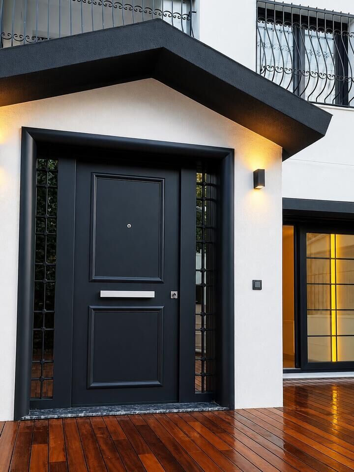 Aksoy montajı — Siyah villa kapısı